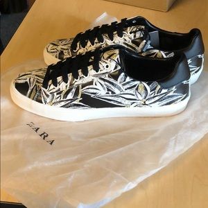 Zara Floral Gold Silver Lace Shoes